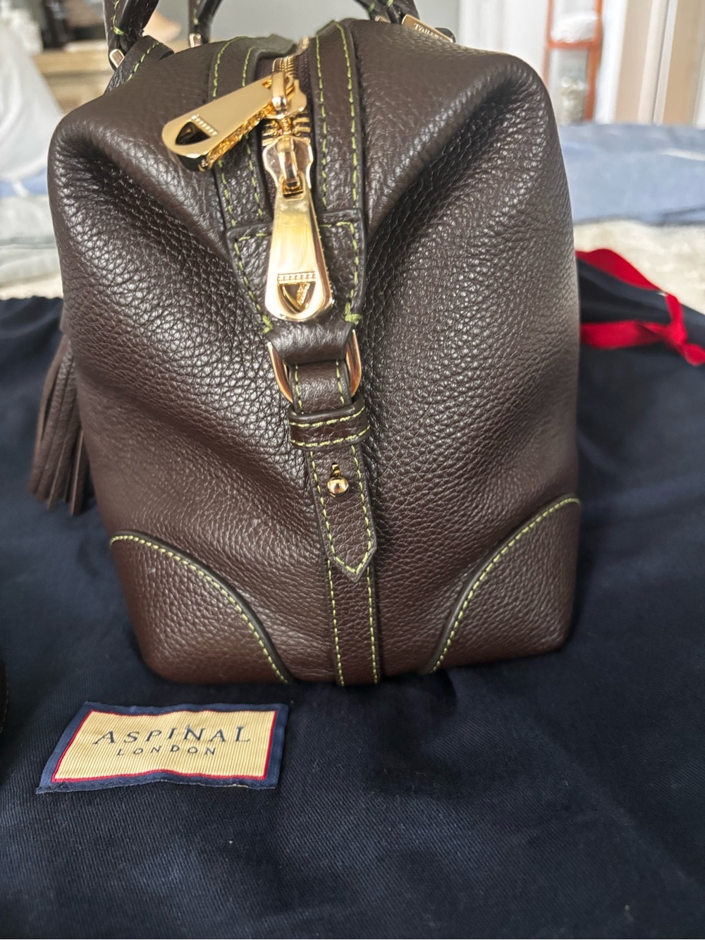 Aspinal of London Hudson Midi in Chocolate Milled Pebble - Picture 7 of 16